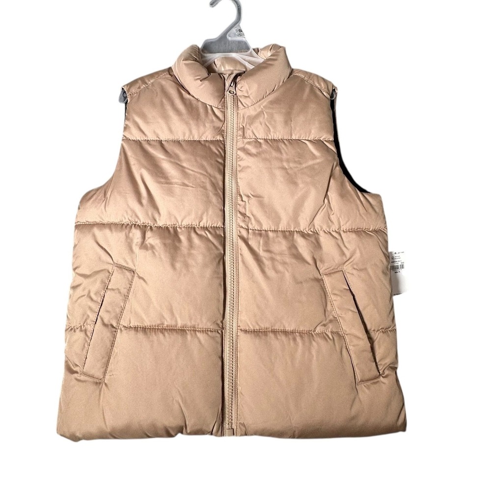 Old Navy Kids Puffer Vest Tan Zip Front Pockets Size‎ Small 6 7 NWT